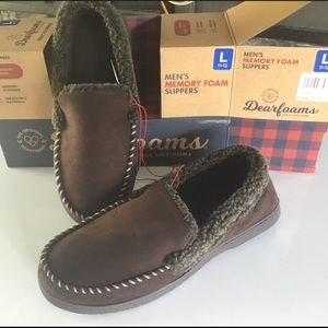 Dearfoams men’s slippers, brown, large